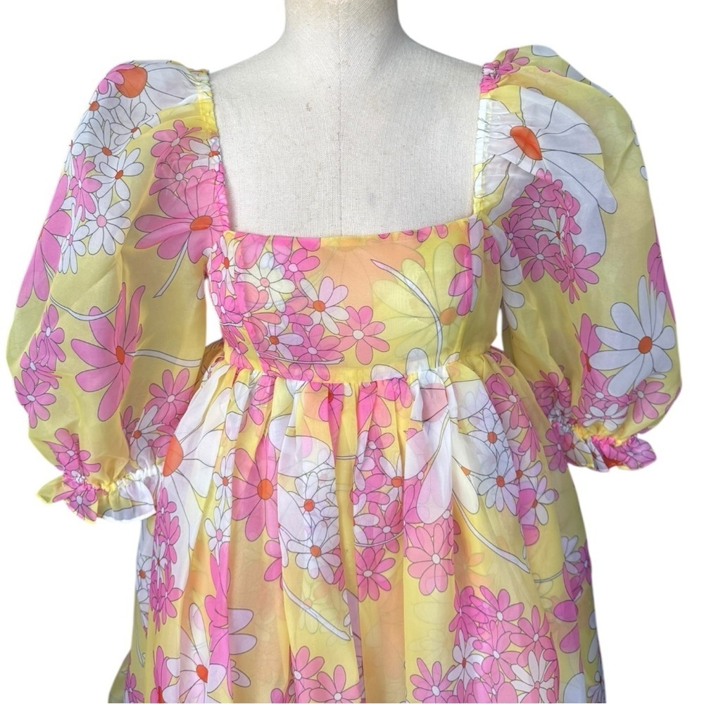 Selkie French Puff Midi Dress in Goldie Floral Print Small - Picture 5 of 11